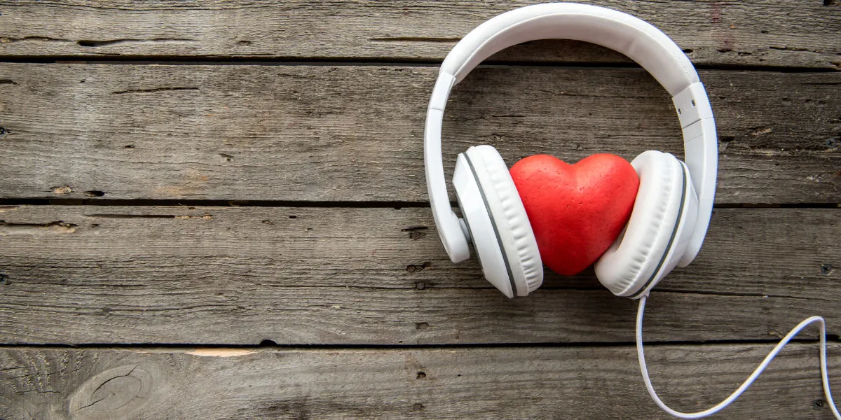 Picture of headphones and heart